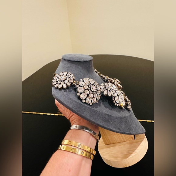 NWT Luxury Maximalist Spring J. Crew Crystal Flower Lattice Statement Necklace - Picture 8 of 15